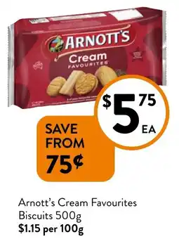 Foodworks Arnott's Cream Favourites Biscuits 500g offer