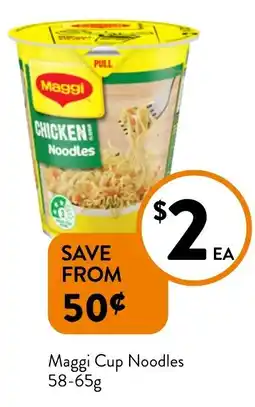 Foodworks Maggi Cup Noodles 58-65g offer