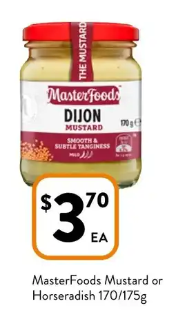 Foodworks MasterFoods Mustard or Horseradish 170/175g offer