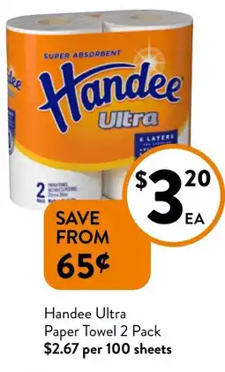 Foodworks Handee Ultra Paper Towel 2 Pack offer