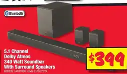 JB Hi-Fi 5.1 Channel Dolby Atmos 340 Watt Soundbar With Surround Speakers offer