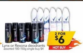 Cheap as Chips Lynx or Rexona Deodorants offer