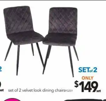 Cheap as Chips Set of 2 Velvet Look Dining Chairs - FG201 offer