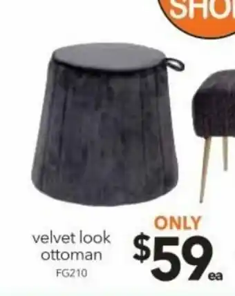 Cheap as Chips Velvet Look Ottoman - FG210 offer