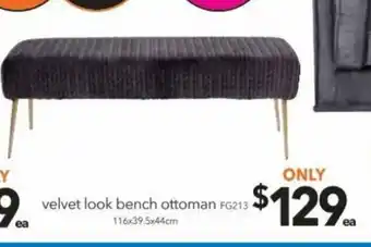 Cheap as Chips Velvet Look Bench Ottoman - FG213 offer