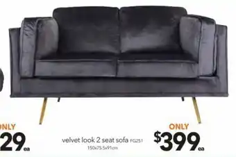 Velvet Look 2 Seat Sofa - FG251