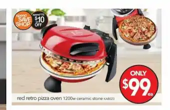 Cheap as Chips Red Retro Pizza Oven 1200w offer