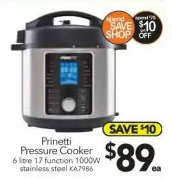 Prinetti Pressure Cooker 6 Litre 17 Function 1000W