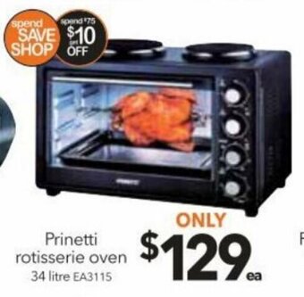 Cheap as Chips Prinetti Rotisserie Oven 34 Litre offer