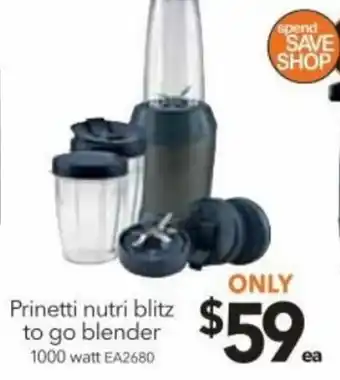 Cheap as Chips Prinetti Nutri Blitz to go Blender 1000 watt - EA2680 offer
