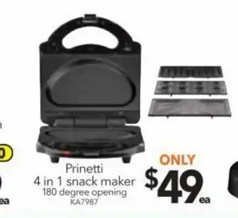 Cheap as Chips Prinetti 4 in 1 Snack Maker - KA7987 offer