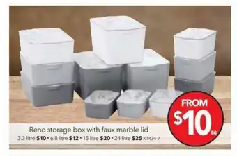 Reno Storage Box with Faux Marble Lid 3.3 Litre
