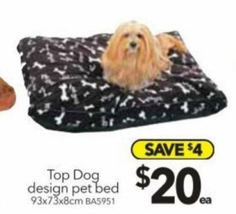 Cheap as Chips Top Dog Design Pet Bed 93x73x8cm offer