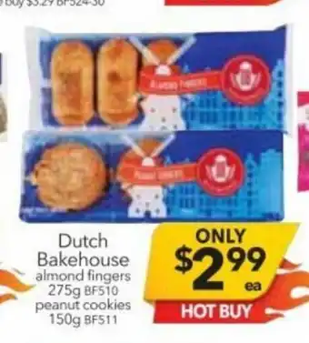 Dutch Bakehouse Almond Fingers 275g / Peanut Cookies 150g