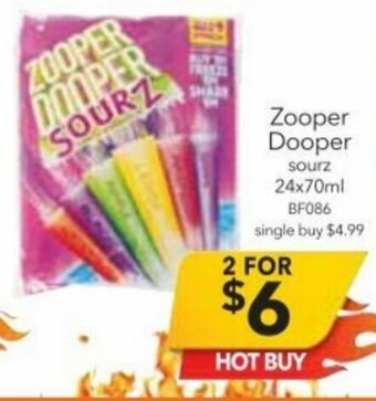 Cheap as Chips Zooper Dooper Sourz 24x70ml offer