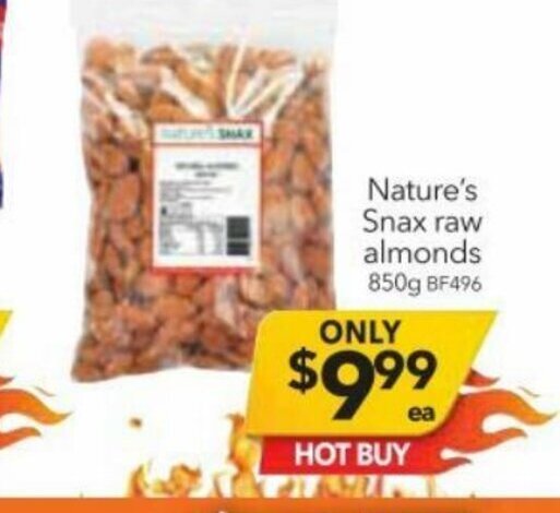 Cheap as Chips Nature's Snax Raw Almonds 850g offer