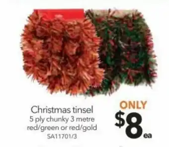 Cheap as Chips Christmas Tinsel 5 Ply Chunky 3 Meter offer