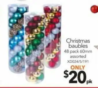 Cheap as Chips Christmas Baubles 48 Pack 60mm offer