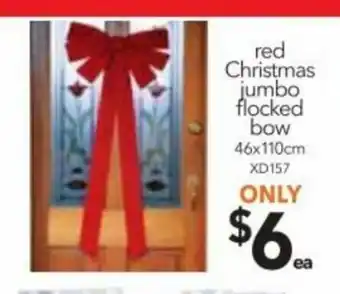 Red Christmas Jumbo Flocked Bow 46 x 110cm