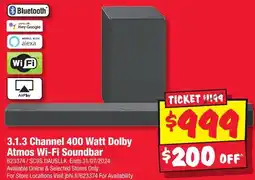JB Hi-Fi 3.1.3 Channel 400 Watt Dolby Atmos Wi-Fi Soundbar offer