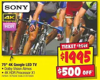 JB Hi-Fi 75" 4K Google LED TV offer