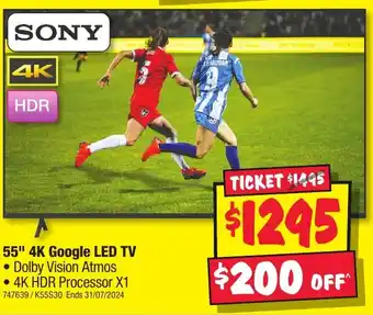 JB Hi-Fi 55" 4K Google LED TV offer