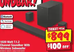JB Hi-Fi 1020 Watt 7.1.2 Channel Soundbar With Wireless Subwoofer offer