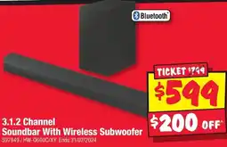 JB Hi-Fi 3.1.2 Channel Soundbar With Wireless Subwoofer offer