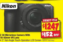 JB Hi-Fi Z 30 Mirrorless Camera With 16-50mm VR Lens offer