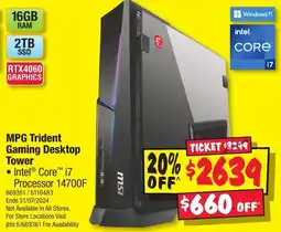 JB Hi-Fi MPG Trident Gaming Desktop Tower offer