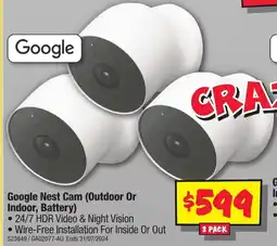 JB Hi-Fi Google Nest Cam (Outdoor Or Indoor, Battery) offer