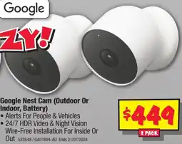 JB Hi-Fi Google Nest Cam (Outdoor Or Indoor, Battery) 523648 offer