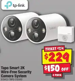 JB Hi-Fi Tapo Smart 2K Wire-Free Security Camera System 615413 offer