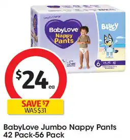 Coles BabyLove Jumbo Nappy Pants 42 Pack-56 Pack offer