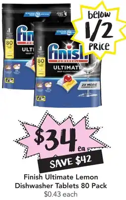Drakes Finish Ultimate Lemon Dishwasher Tablets 80 Pack offer
