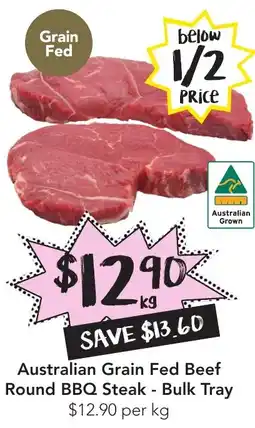 Drakes Australian Grain Fed Beef Round BBQ Steak - Bulk Tray offer
