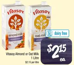 Farmer Jack's Vitasoy Almond or Oat Milk offer