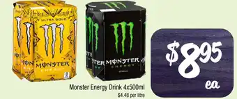 Farmer Jack's Monster Energy Drink 4x500ml offer