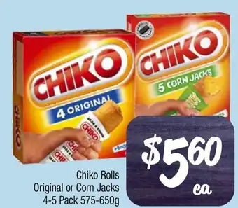 Farmer Jack's Chiko Rolls Original or Corn Jacks offer