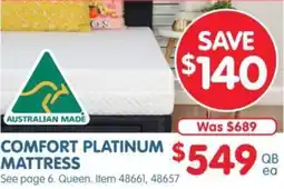 Clark Rubber COMFORT PLATINUM MATTRESS offer