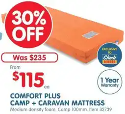 Clark Rubber COMFORT PLUS CAMP+ CARAVAN MATTRESS offer