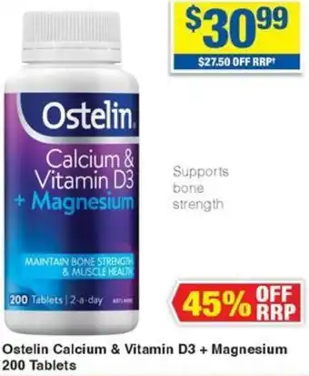 My Chemist Ostelin Calcium & Vitamin D3 + Magnesium 200 Tablets offer