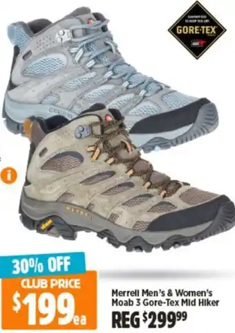 Anaconda Merrell Men's & Women's Moab 3 Gore-Tex Mid Hiker offer