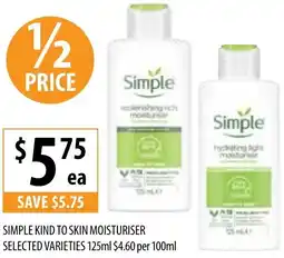 SIMPLE KIND TO SKIN MOISTURISER 125ml