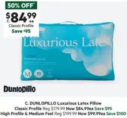 Harris Scarfe DUNLOPILLO Luxurious Latex Pillow Classic Profile offer