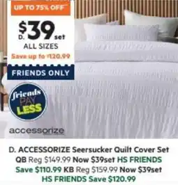 Harris Scarfe ACCESSORIZE Seersucker Quilt Cover Set offer