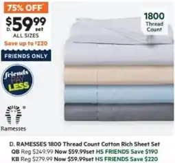 Harris Scarfe RAMESSES 1800 Thread Count Cotton Rich Sheet Set offer