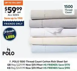 Harris Scarfe POLO 1500 Thread Count Cotton Rich Sheet Set offer
