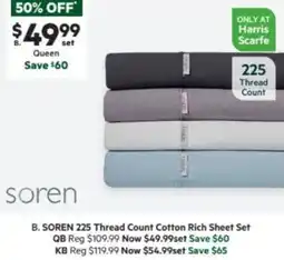 Harris Scarfe SOREN 225 Thread Count Cotton Rich Sheet Set offer