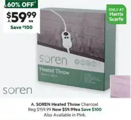 Harris Scarfe SOREN Heated Throw Charcoal offer